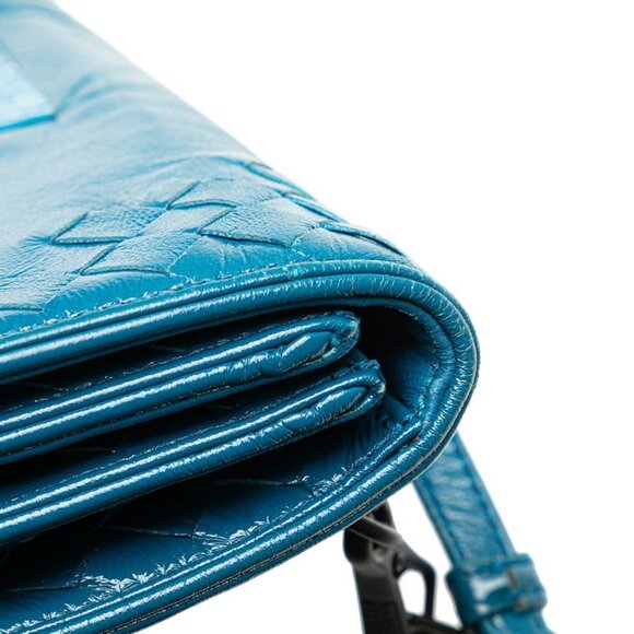 BOTTEGA VENETA Blue Leather Intrecciato Shoulder Bag - Picture 6 of 12